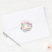 Dinosaurus Rainbow Eenhoorn gradiënt verjaardagsfe Ronde Sticker (Envelop)