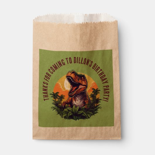 Dinosaurus rauw verjaardag bedankzakje (Voorkant)
