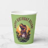 Dinosaurus rauw verjaardag papieren bekers (Voorkant)
