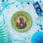 Dinosaurus rauw verjaardag papieren bordje (Feest)