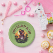 Dinosaurus rauw verjaardag papieren bordje (Feest)