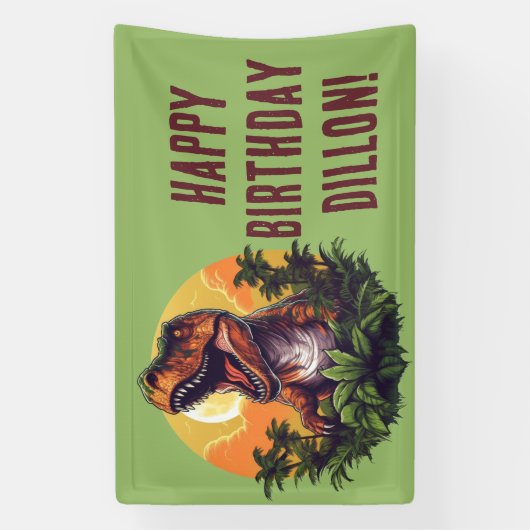 Dinosaurus Rawr Verjaardagsbanner Spandoek (Verticaal)