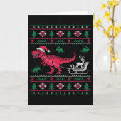 Dinosaurus Rendier Slede Lelijk Kerstfeest Kaart (Gele Bloem)