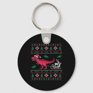 Dinosaurus Rendier Slede Lelijk Kerstfeest  Sleutelhanger