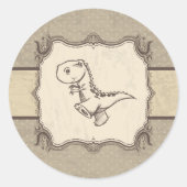 Dinosaurus Retro Classic Ronde Sticker (Voorkant)