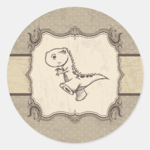 Dinosaurus  Retro Classic Ronde Sticker
