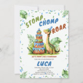 Dinosaurus Reuzen Verjaardagstaart Schattige Water Kaart (Voorkant)