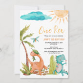 Dinosaurus Rex Een Uitnodiging Verjaardagsfeestje (Voorkant)