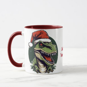 Dinosaurus Rex Kerstman Hats Grappig Kerstfeest Pa Mok
