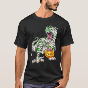 Dinosaurus Rex Mummy Enge Halloween Pompoen T-shirt