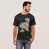 Dinosaurus Rex Mummy Enge Halloween Pompoen T-shirt (Voorkant volledig)