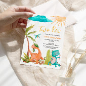 Dinosaurus Rex Twee Uitnodiging van het Verjaardag