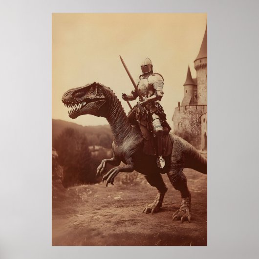 Dinosaurus Ridder Kunstprint Gotische Jurassische  Poster (Voorkant)