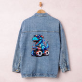 Dinosaurus Riding American Flag Truck 4 juli Denim Jacket (Hangar)