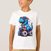 Dinosaurus Riding American Flag Truck 4 juli T-shirt (Voorkant)