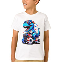 Dinosaurus Riding American Flag Truck 4 juli