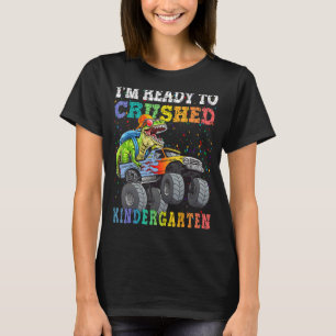 Dinosaurus Riding Monster Truck IM Klaar om Ki te  T-shirt