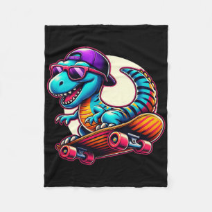 Dinosaurus Rijdt Skateboard Grappige T-rex Dino Sk Fleece Deken