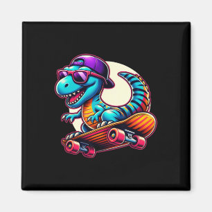 Dinosaurus Rijdt Skateboard Grappige T-rex Dino Sk Magneet