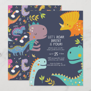 Dinosaurus Roar Boys Verjaardag Sinaasappel Kaart