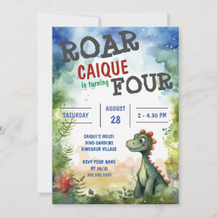 Dinosaurus Roar wordt Vier Jongens 4e Verjaardag Kaart