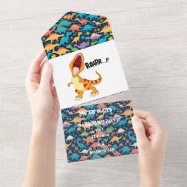 dinosaurus roarsome party all in one uitnodiging