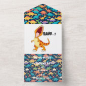 dinosaurus roarsome party all in one uitnodiging (Binnen)