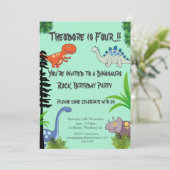 Dinosaurus Rock Verjaardagsfeest Kaart (Staand voorkant)