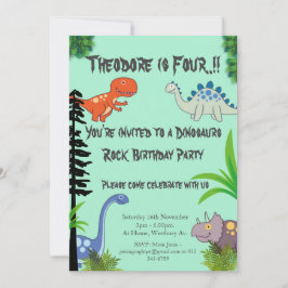 Dinosaurus Rock Verjaardagsfeest Kaart