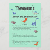 Dinosaurus Rock Verjaardagsfeest Menu (Voorkant)