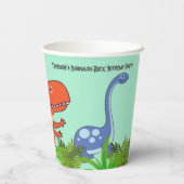 Dinosaurus Rock Verjaardagsfeest Papieren Bekers (Achterkant)