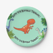 Dinosaurus Rock Verjaardagsfeest Papieren Bordje (Voorkant)