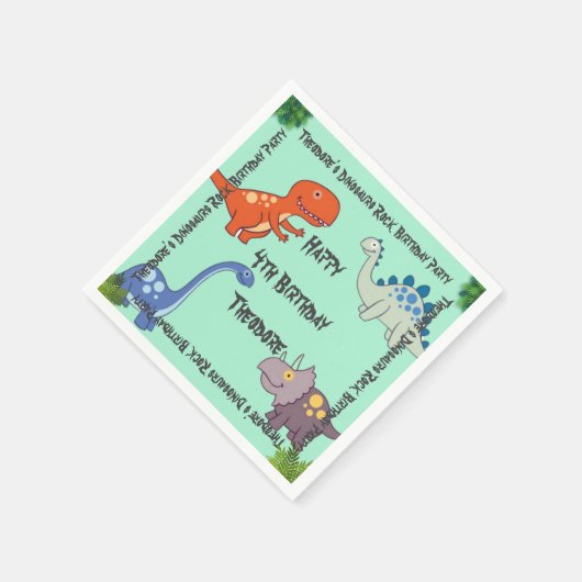 Dinosaurus Rock Verjaardagsfeest Servet (Hoek)
