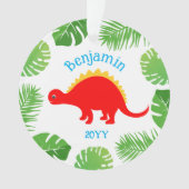 Dinosaurus Rode Stegosaurus Aandenken Kerstmis Ornament (voorkant)