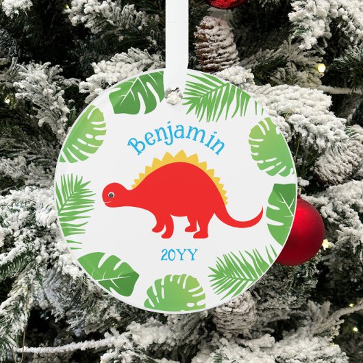 Dinosaurus Rode Stegosaurus Aandenken Kerstmis Ornament