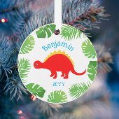 Dinosaurus Rode Stegosaurus Aandenken Kerstmis Ornament