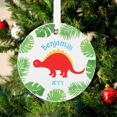 Dinosaurus Rode Stegosaurus Aandenken Kerstmis Ornament
