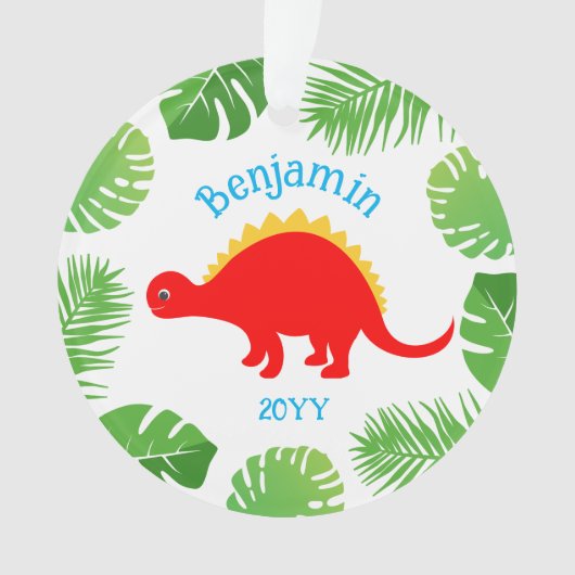 Dinosaurus Rode Stegosaurus Keepsake Kerstmis Ornament (voorkant)