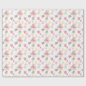 Dinosaurus Roze Pastel Schattige Meisje Verjaardag Cadeaupapier (Vlak)
