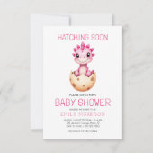 Dinosaurus Roze Waterverf Hatching Soon Baby showe Kaart (Voorkant)