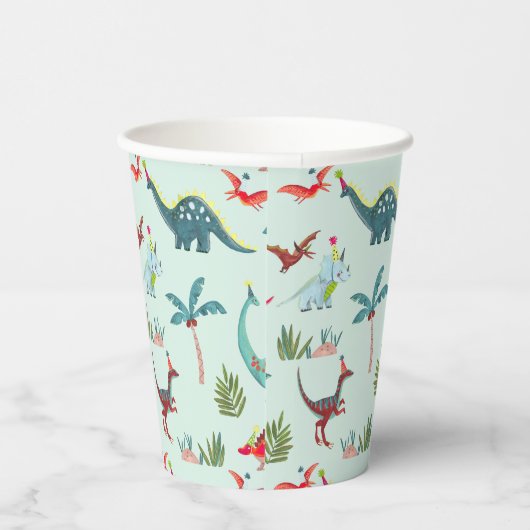 Dinosaurus Schattig blauw Kinder Papieren Bekers (Rechts)