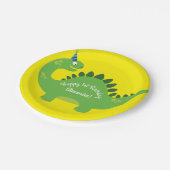 Dinosaurus Schattige 1e Verjaardag Borden Papieren Bordje (Gekanteld)