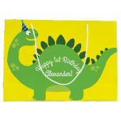 Dinosaurus Schattige 1e Verjaardag Gift Bag Groot Cadeauzakje (Achterkant)