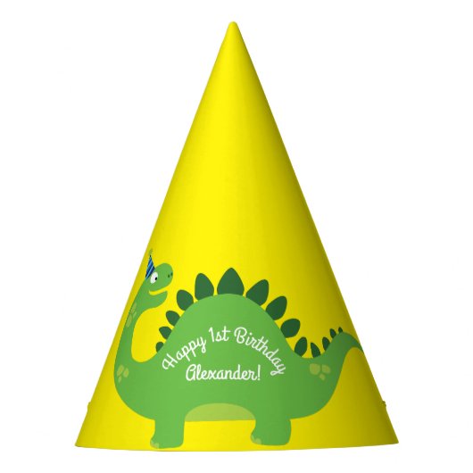 Dinosaurus Schattige 1e verjaardagsfeestje Petten Feesthoedjes (Voorkant)