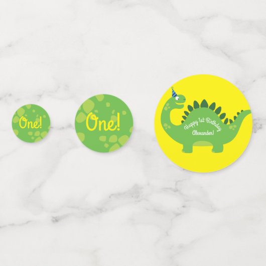 Dinosaurus Schattige 1e Verjaardagsfeesttafel Deco Confetti (Achterkanten)