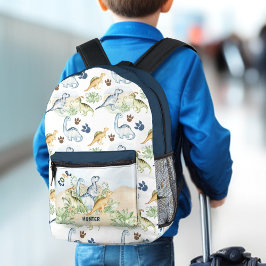 Dinosaurus Schattige Blauw Groen Naam Jongen Bedrukte Rugzak