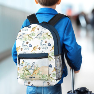 Dinosaurus Schattige Blauw Groen Naam Jongen Bedrukte Rugzak