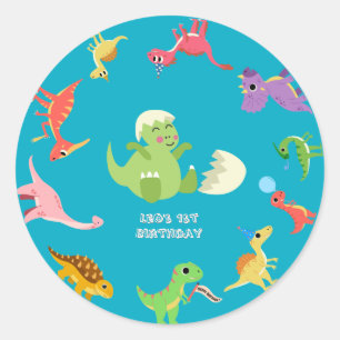 Dinosaurus / Schattige Dino Jongens Verjaardag Ronde Sticker