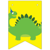Dinosaurus Schattige Happy Birthday Bunting Banner (Eerste vlag)