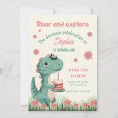 Dinosaurus Schattige Jurassic Funny Girl Eerste Ve Kaart (Voorkant)